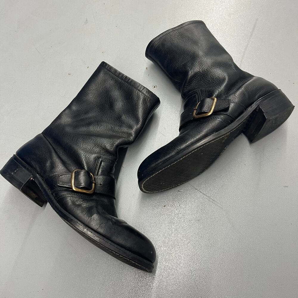 True Vintage 1960's 70's Black Engineer Buckle Boots Talon Zipper Mens SZ 9 1/2 - Picture 5 of 7